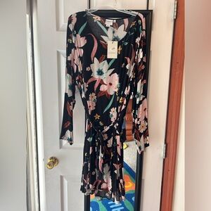 Junarose Black and Pink Long Sleeve Dress